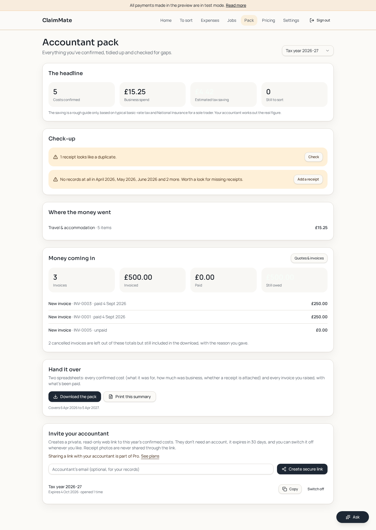 The genuine ClaimMate Accountant Pack